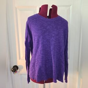 Eileen Fisher Purple Women's Linen & Cotton Blend Crew Neck Sweater
